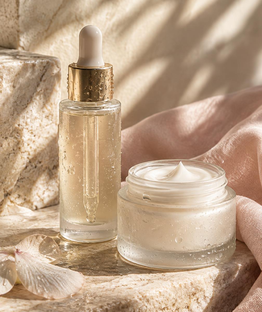 Composição ilustrativa de produtos de skincare
